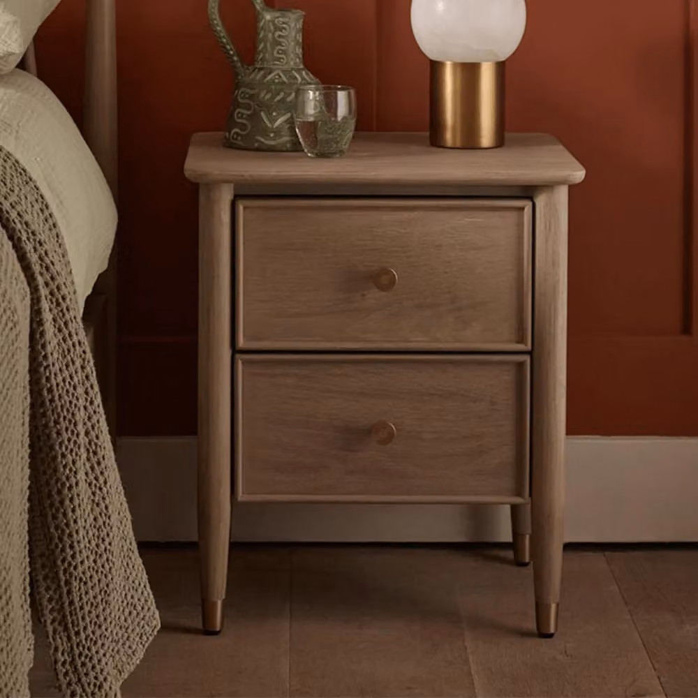 Atkin and Thyme Willow Bedside Drawers in Brown Acacia Wood
