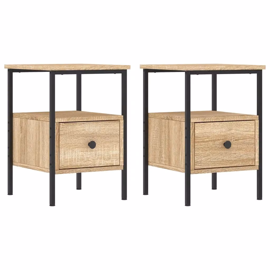 Berkfield Home Set of 2 Bedside Cabinets in Sonoma Oak Brown, W/D/H: 34 x 36 x 50 cm