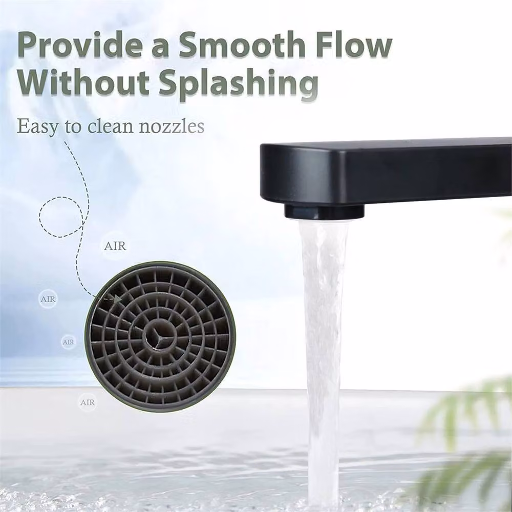Nordara Matt Black Modern Tall High Rise Basin Mixer Tap for Countertop Bathrooms – 3