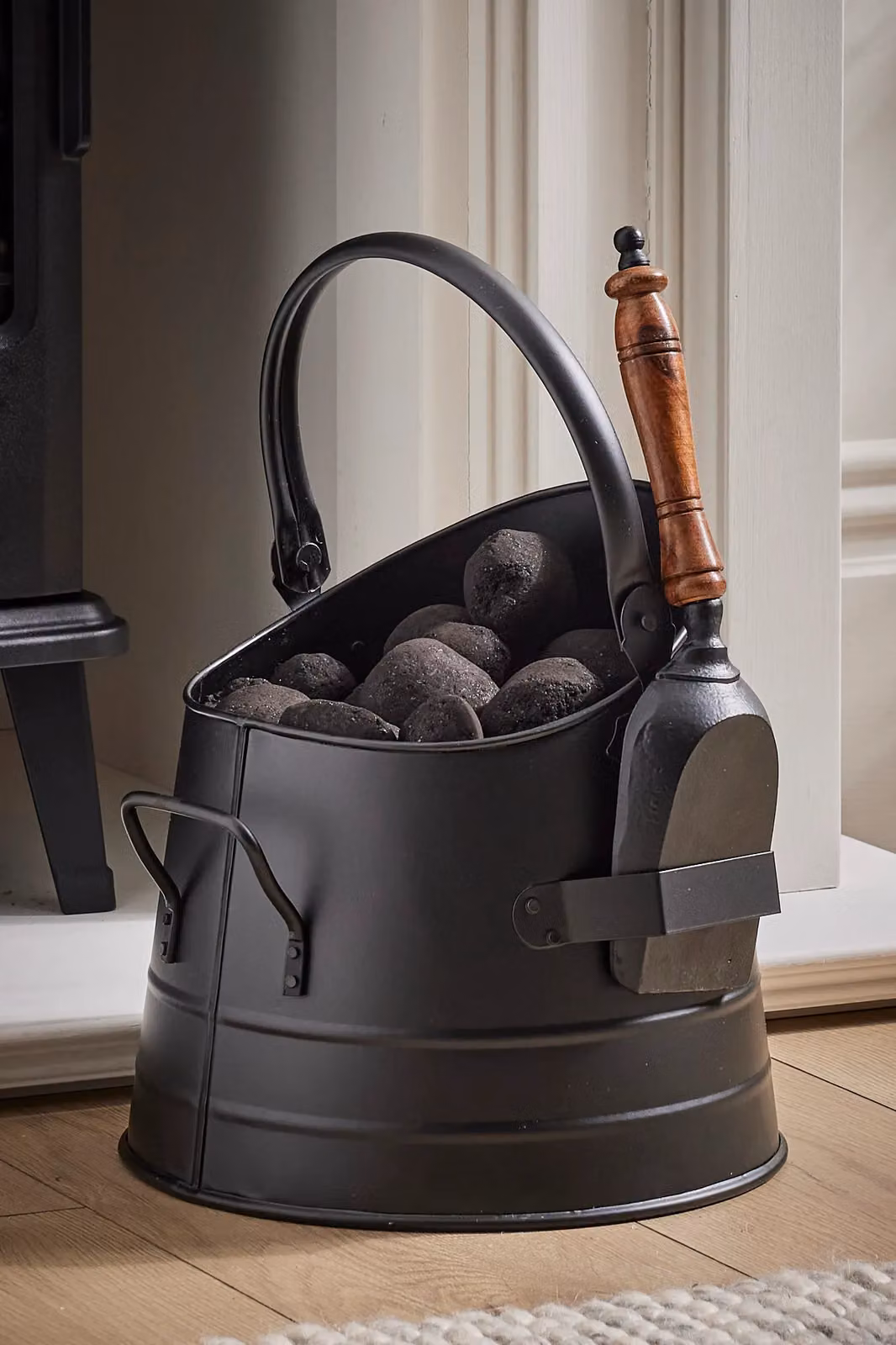 Dibor Contemporary 3 Tools Fireside Companion Set with Log Bucket in Black – 2