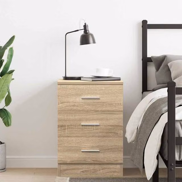 Berkfield Home Elegant Bedside Cabinet in Sonoma Oak, Light Tan, W/D/H: 38 x 35 x 56 cm