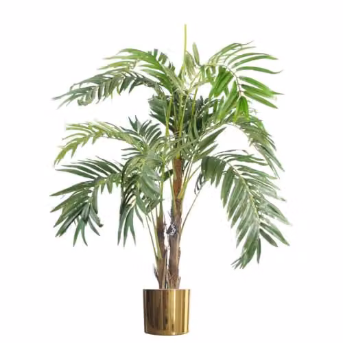 Leaf Design UK Premium 120cm Artificial Palm Tree with Gold Planter in Green – 2