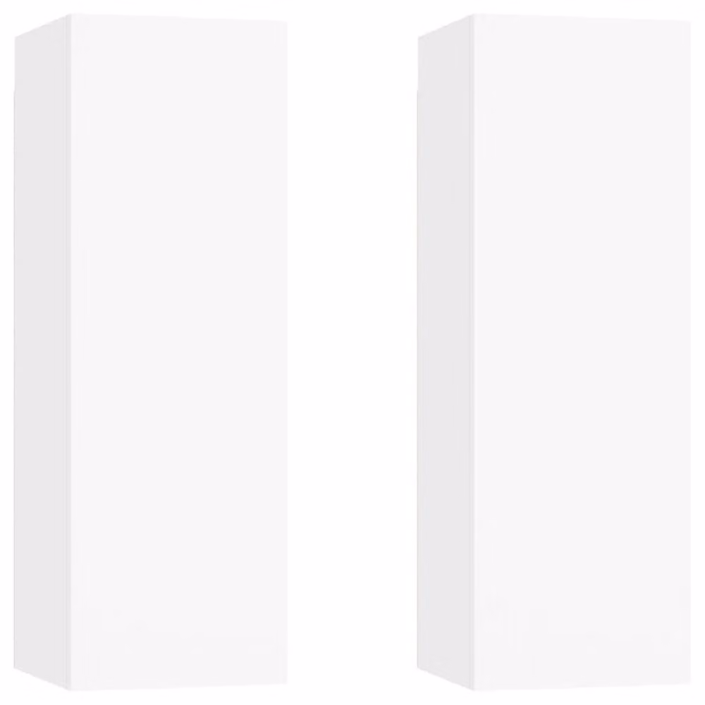 Berkfield Home Set of 2 White Modern Wall Mounted TV Cabinets in Engineered Wood, W: 30.5 cm, D: 30 cm, H: 90 cm – 2
