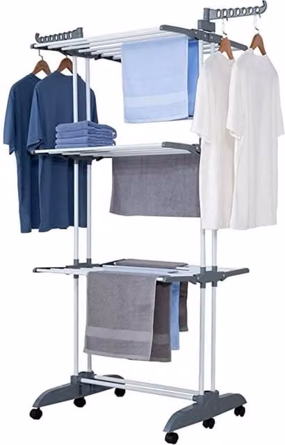 Homefront Lightweight and Foldable Metal Clothes Airer Dryer in Silver – 1