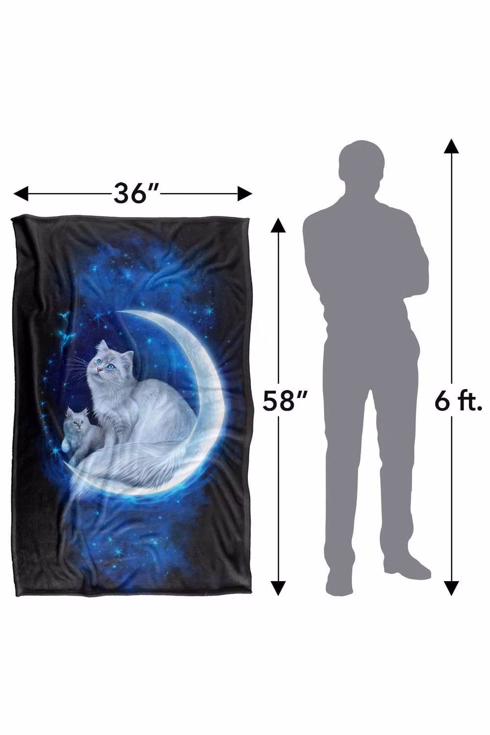 JQ Licensing En Cat In The Moon Silky Touch Super Soft Fleece Throw Blanket, Blue, W: 91 cm, L: 147 cm – 7
