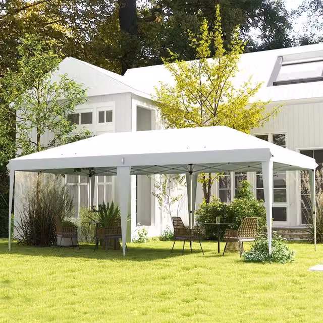 Outsunny Large Pop Up Garden Gazebo in White