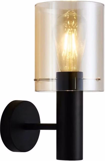 Netlighting Modern Black Wall Lamp with Amber Glass Shade and E27 Socket – 2