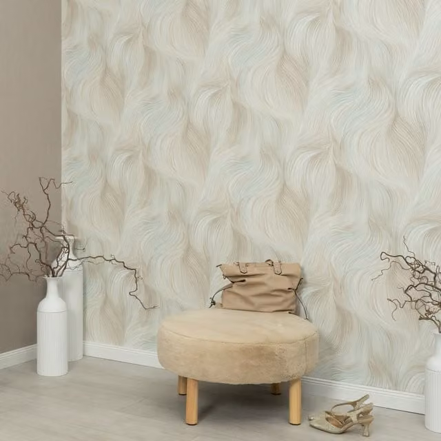 Erismann Abstract Modern Petrol Vinyl Pre-pasted Wallpaper