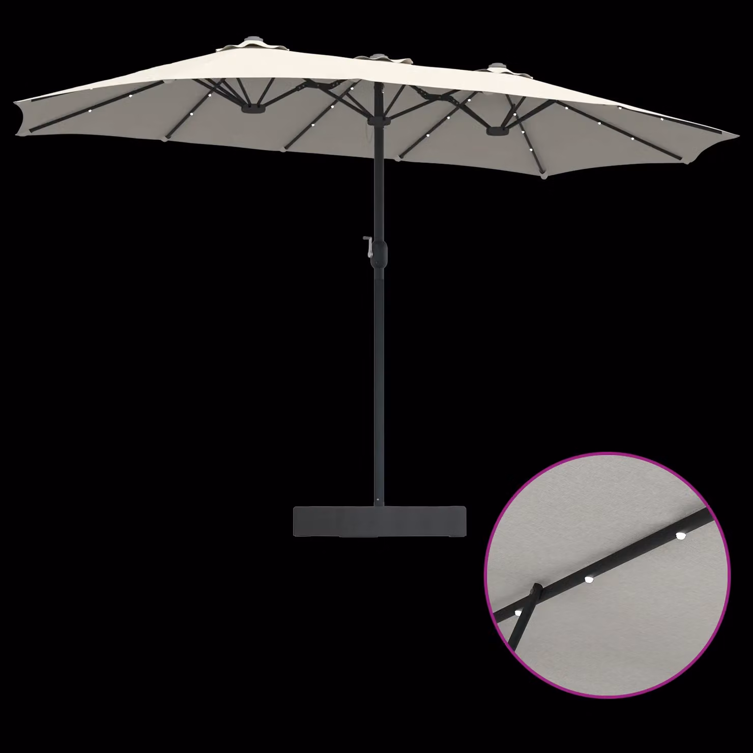Berkfield Home Folding Garden Parasol in Brown Sand with Polyester Fabric and Steel Frame, W/D/H: 385 x 209 x 244 cm – 4
