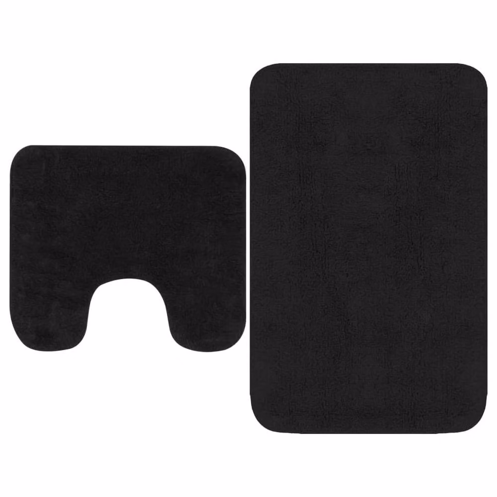 Berkfield Home Luxurious 2 Piece Cotton Bathroom Mat Set in Anthracite Black – 2