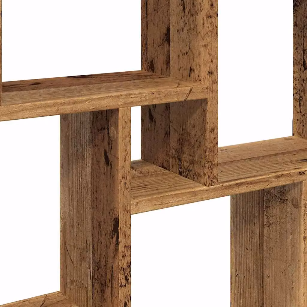 Berkfield Home Wall Mounted Cube Shelf in Old Wood Brown, W/D/H: 90 x 15 x 119.5 cm – 4