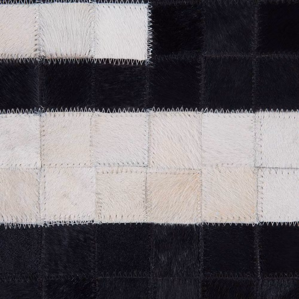 Wyld and Coco Couture Handcrafted Geometric Cowhide Rug in Black and White, W: 80 cm, L: 150 cm – 4