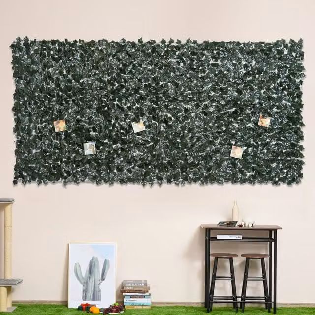 Outsunny Artificial Leaf Hedge Screen, Dark Green, W: 300 cm, H: 150 cm