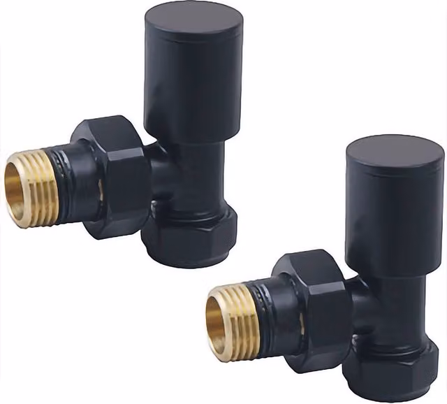 Balterley Matt Black Angled Radiator Valves – 1