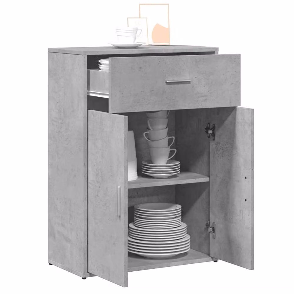 Berkfield Home Sideboard in Concrete Grey, W/D/H: 60 x 30 x 84 cm – 2