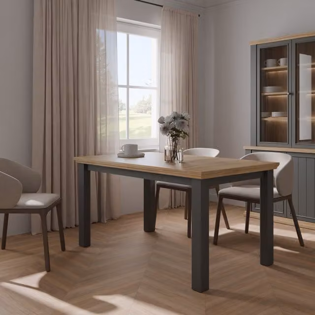 Furniture To Go Pontypool Modern Rectangular Dining Table in Grey and Oak