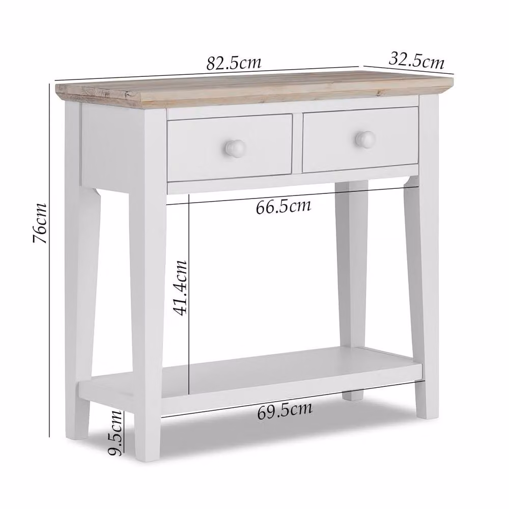 Statement Furniture Florence Console Table in White with 2 Drawers, W/D/H: 82.5 x 32.5 x 76 cm – 3