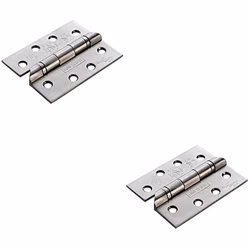 Loops 2 Pack of 13 Ball Bearing Stainless Steel Interior Door Hinges, Silver, H 102 x W 76 x D 3 mm