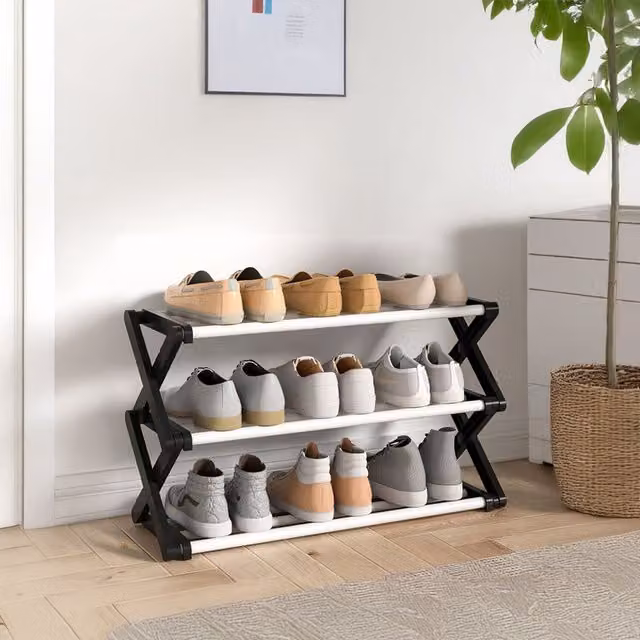 Kidkid Folding Metal Shoe Storage Rack in Black