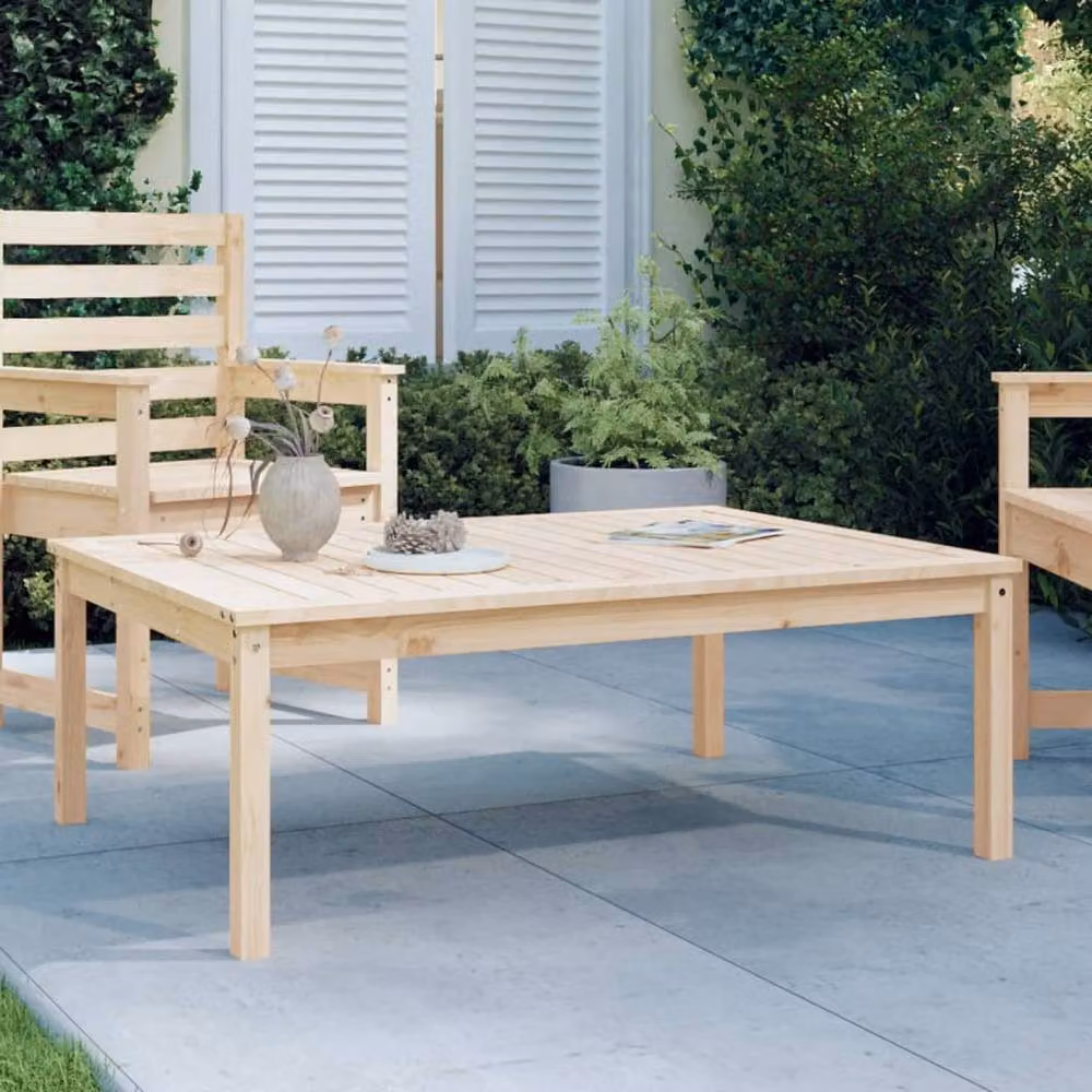 Berkfield Home Rustic Rectangular Garden Table in Beige Solid Pine, W/D/H: 121 x 82.5 x 45 cm – 2