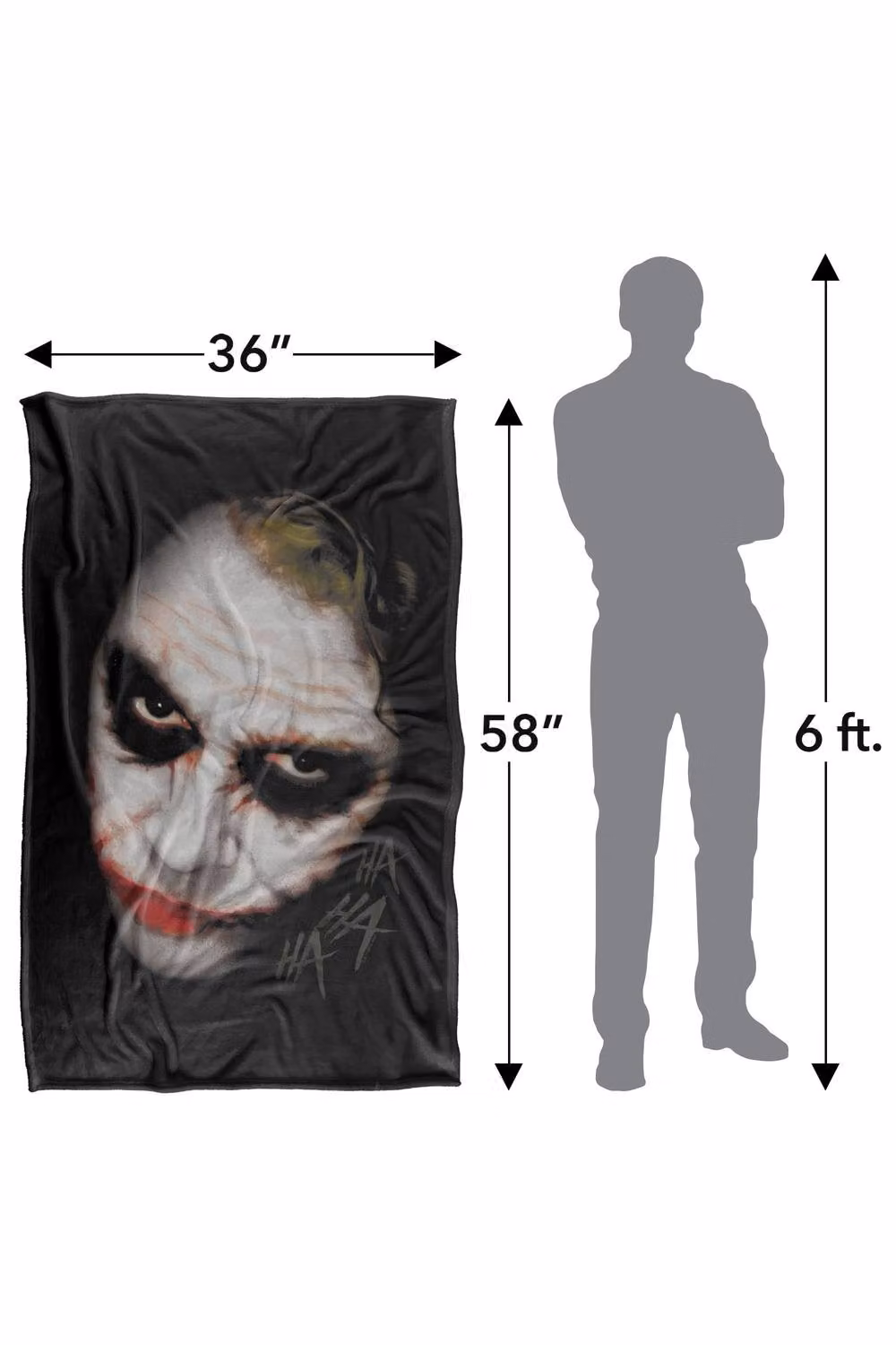 Warner Bros. The Dark Knight Heath Ledger Joker Face Super Soft Fleece Throw Blanket, Multicolour, W: 152 cm, D: 127 cm – 8