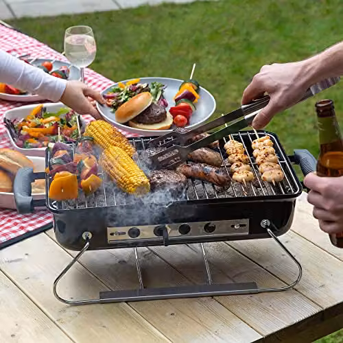 George Foreman Premium On-The-Go Portable Charcoal Barbecue in Black with Two Part Warming Rack and Adjustable Airflow, GFPTBBQ1004B – 5