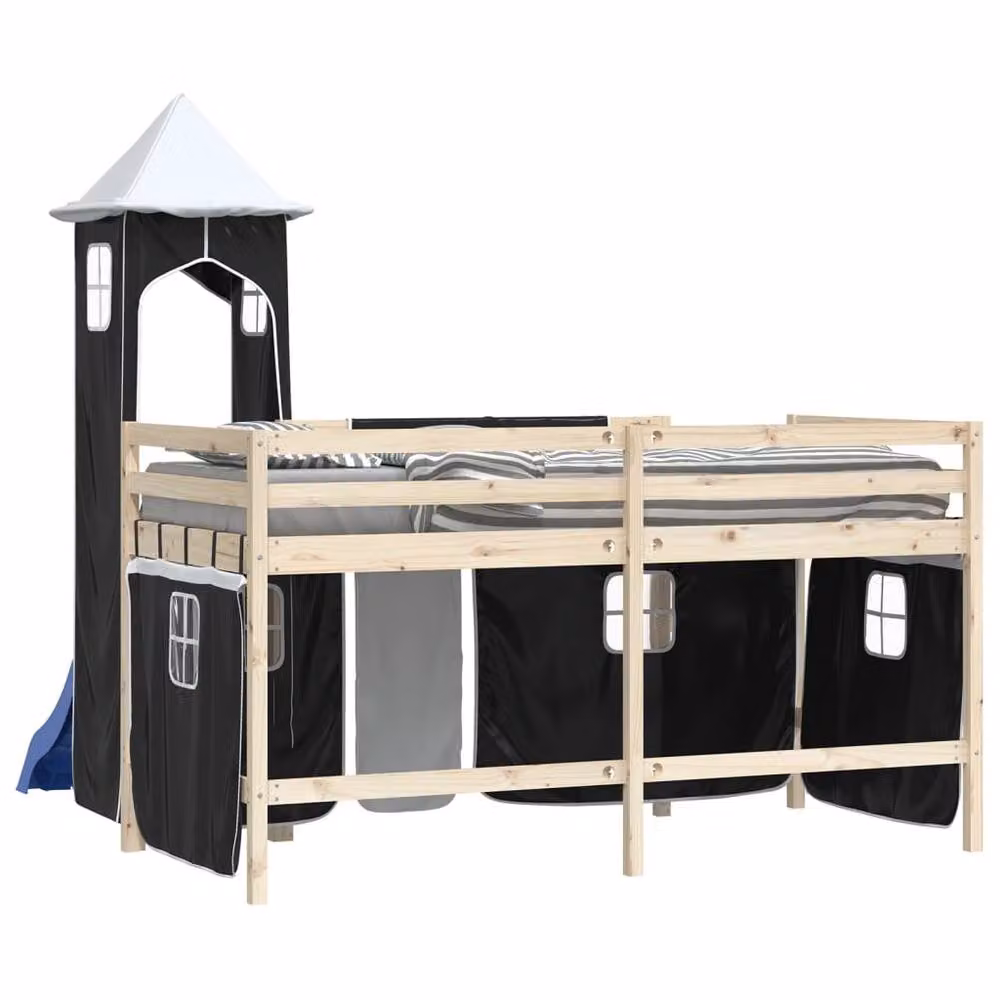 Berkfield Home Opaque Polyester Loft Bed Curtains in White and Black – 5