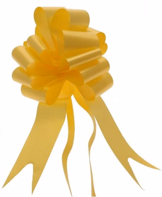 KDMD Daffodil Pull Bows in Yellow, 50mm, 12 Pack