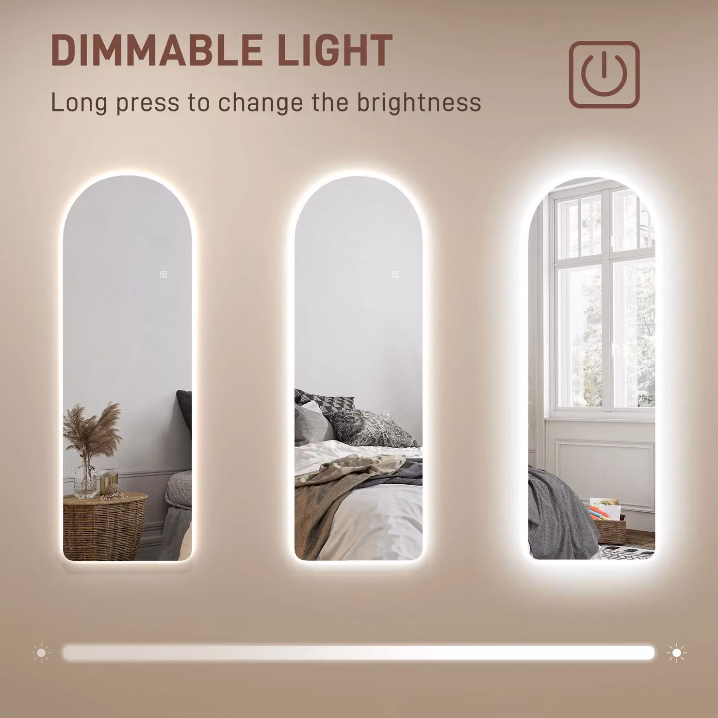 HOMCOM Full Length Wall Mirror with Dimmable LED Lights and 3 Adjustable Colours, Clear, W/D/H: 40 x 40 x 120 cm – 4