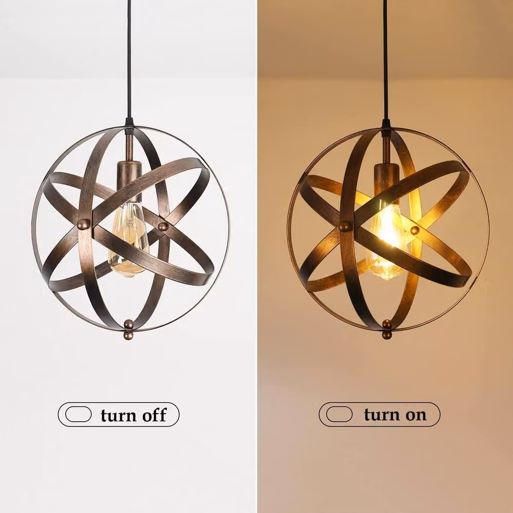 COMELY Industrial Copper Pendant Ceiling Light with Transparent Glass Globe Chandelier – 5