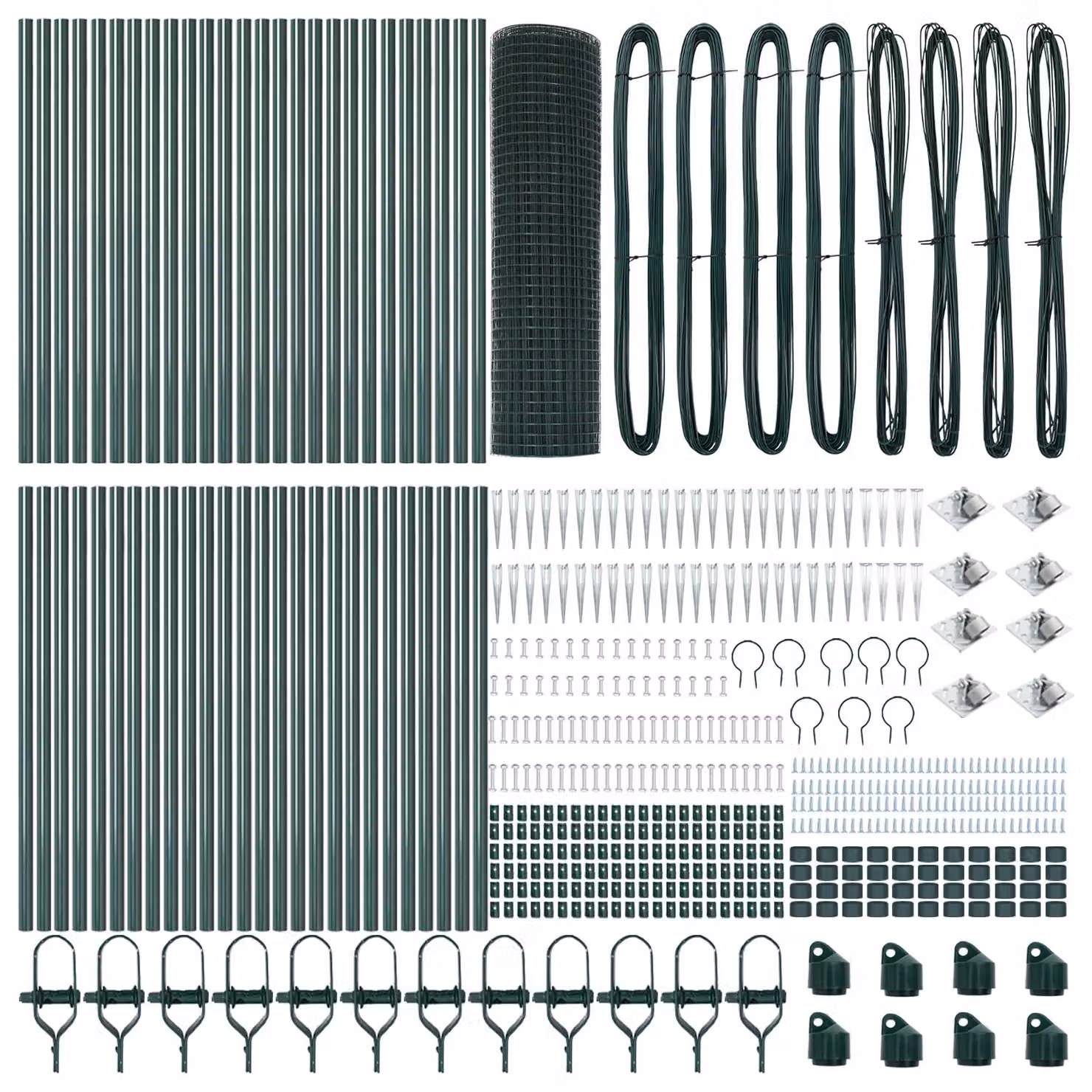 Berkfield Home Powder-Coated Green Steel Welded Wire Fence with 13 Round Spike Posts, W: 0.5 m, L: 100 m – 3