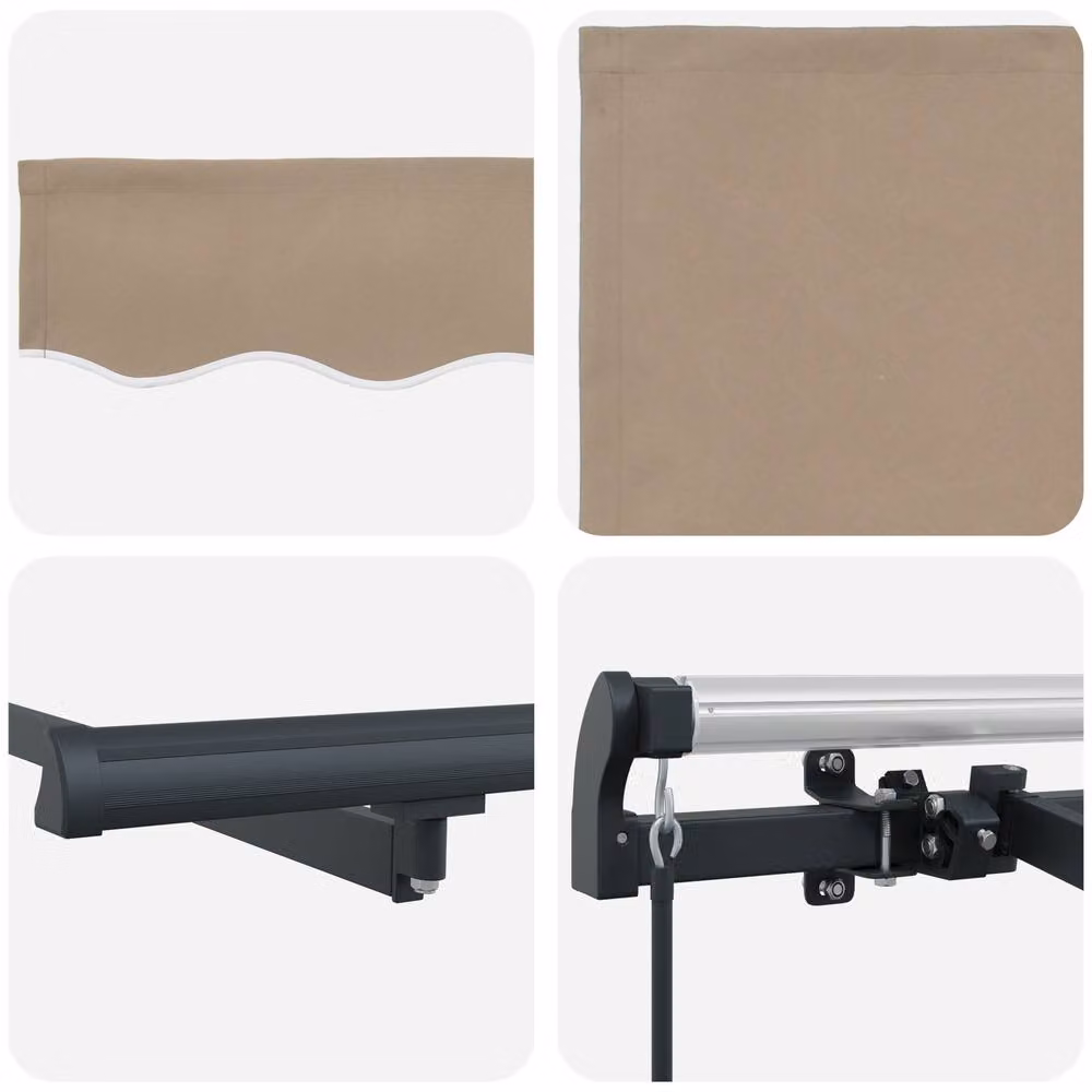 Berkfield Home Manual Retractable Wall-Mounted Garden Awning in Beige and Anthracite, W: 350 cm, D: 165 cm – 3