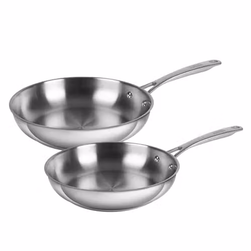 Kuhn Rikon Allround Stainless Steel Uncoated Induction Safe Frying Pan Set, 2-Piece, Silver – 1