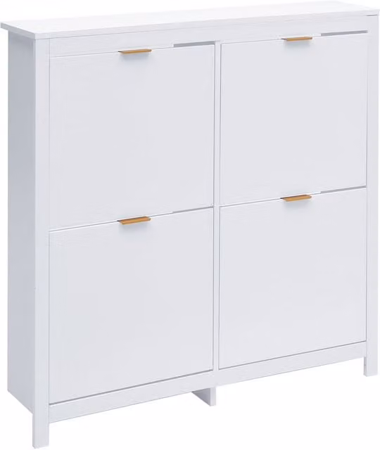 THE HOT SALE Modern White Wood Shoe Cabinet with Tilting Compartments