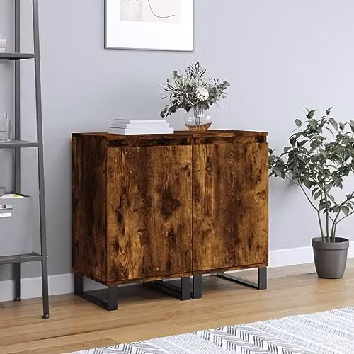 vidaXL Set of 2 Modern Sideboards in Smoked Oak Brown, W/D/H: 40 x 35 x 70 cm – 2