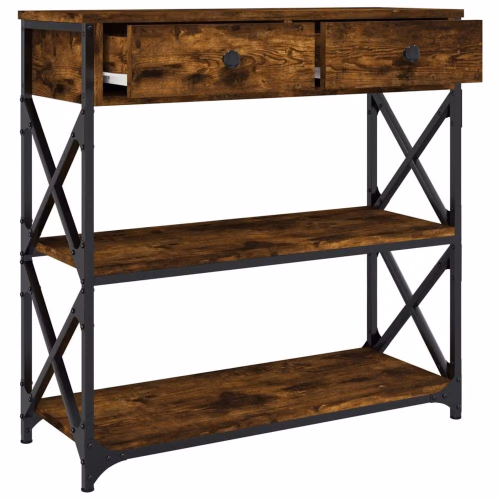 Berkfield Home Smoked Oak Console Table in Brown, W/D/H: 75 x 28 x 75 cm – 4