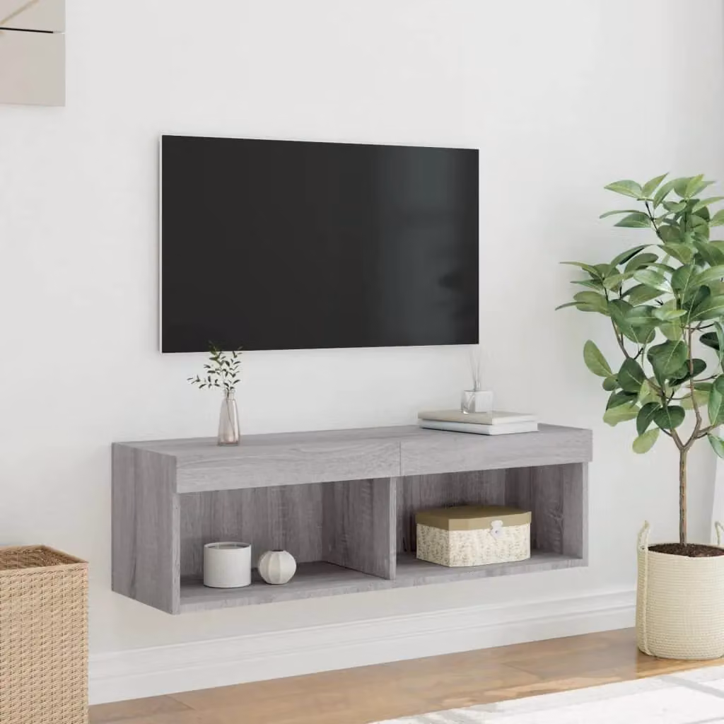 Berkfield Home TV Cabinet with LED Lights in Grey Sonoma, W/D/H: 100 x 30 x 30 cm – 4