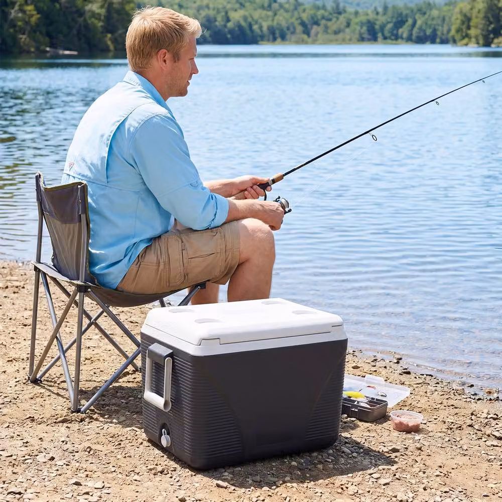 Costway 41L Hard Cooler Insulated Ice Chest with 4 Cup Holders, Black – 5