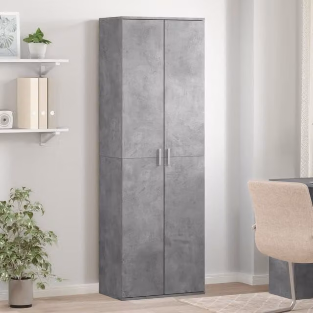 Berkfield Home Modern Wall Mounted Highboard in Concrete Grey, W/D/H: 60 x 35 x 180 cm