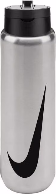 Nike Recharge Stainless Steel Straw Bottle with Carry Handle, Grey and Silver, 709 ml – 1