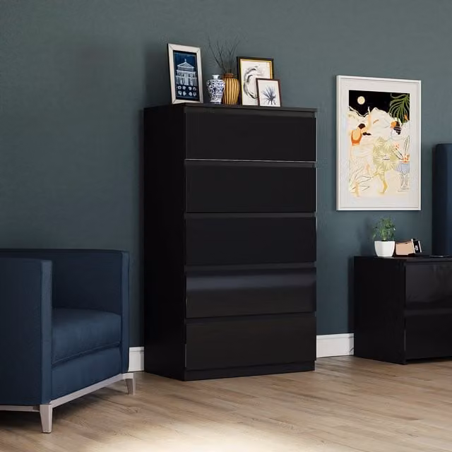 Vida Designs Glinton 5 Drawer Chest in Black