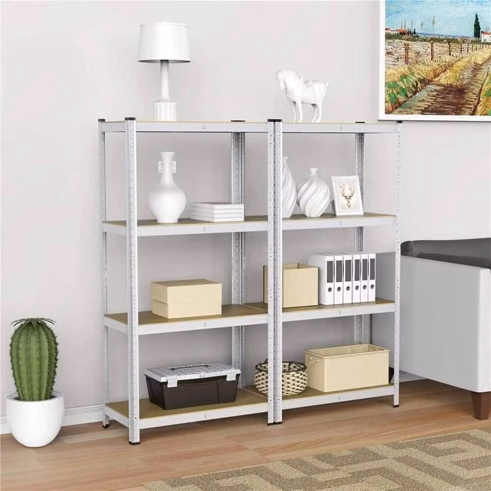 NESTLUNE 4 Tier Heavy Duty Garage Shelving Storage Unit in Silver, H 180 cm x W 100 cm x D 52 cm – 2