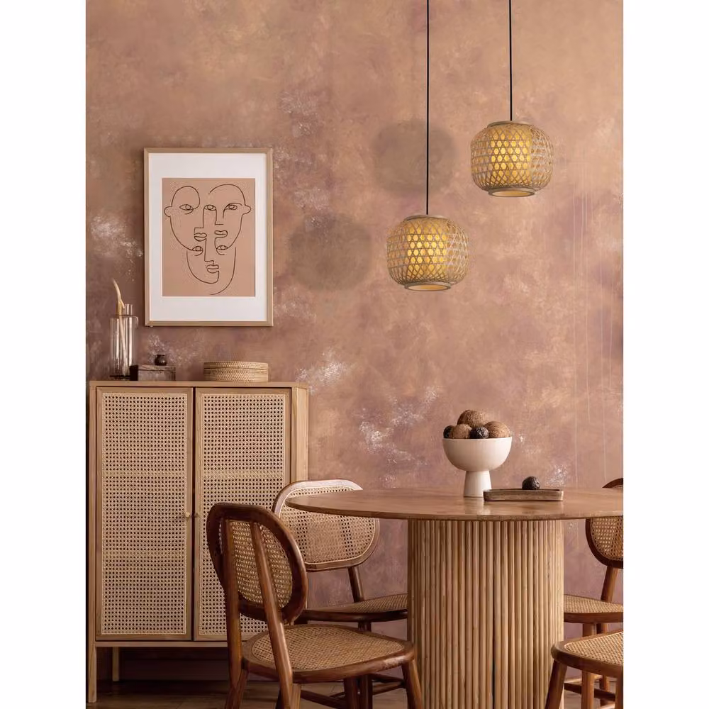 Netlighting Asma Round Wire Frame Pendant Ceiling Light in Sandy Black and Brown, Diameter: 25 cm – 2