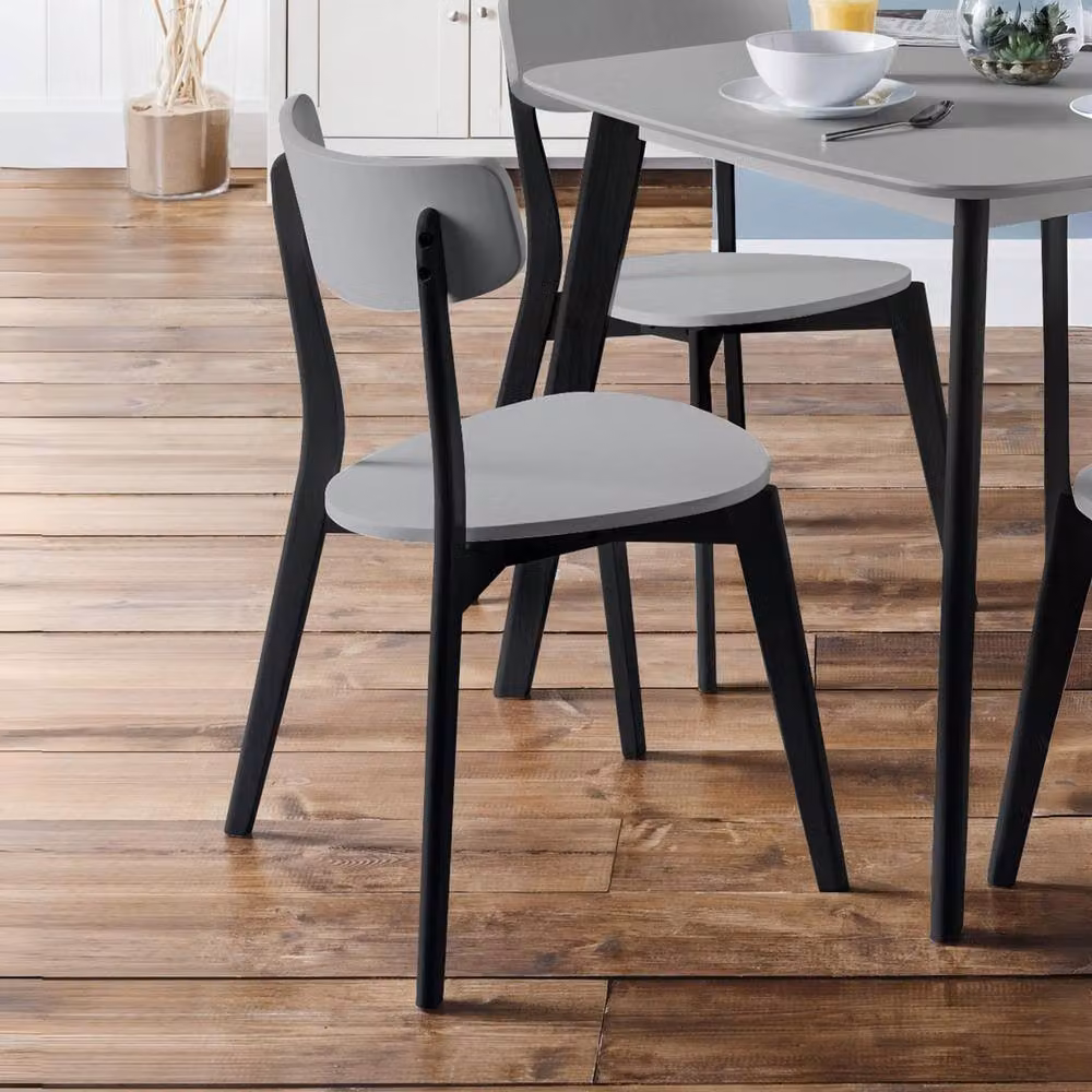 Cheshire Portland Set of 2 Modern Dining Chairs in Grey and Black – 2