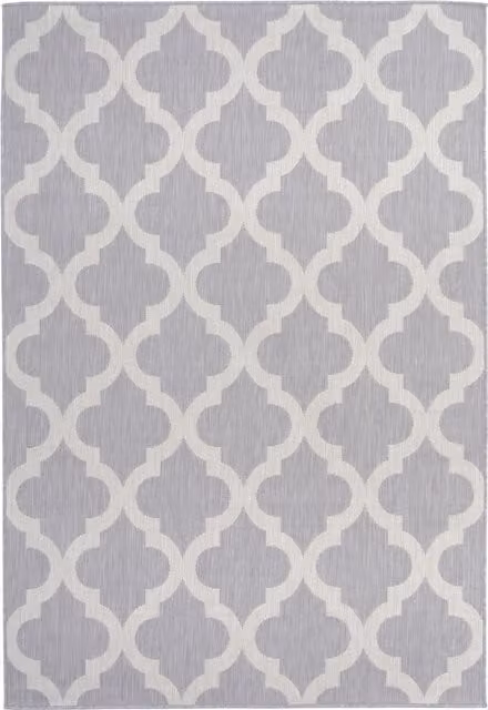 The Rugs Ecology Collection Moroccan Striped Outdoor Rug in Grey and Multicolour, Width: 120 cm