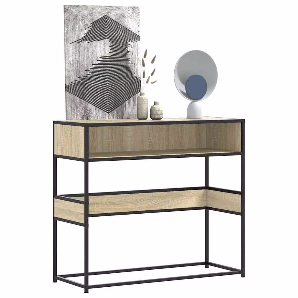 Berkfield Home Sonoma Oak Console Table in Light Tan, W/D/H: 90 x 35 x 80 cm – 1