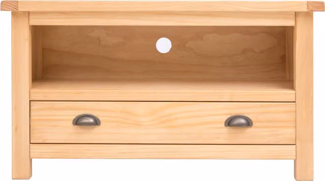 Cabinet Bits Lugo Waxed Pine 1 Drawer TV Cabinet in Light Brown with Brass Cup Handle – 1