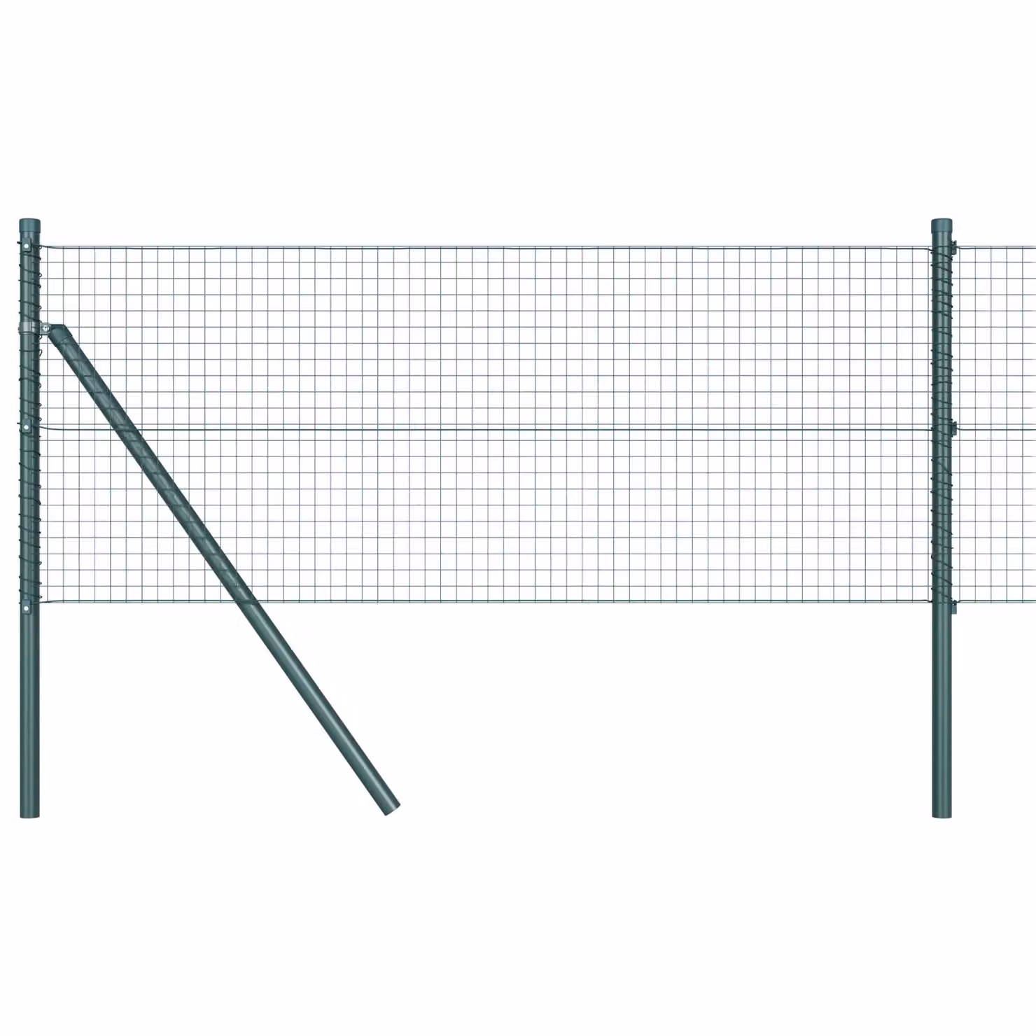 Berkfield Home Green Powder-Coated Steel Welded Wire Fence with 13 Posts, H: 0.5 m x W: 100 m – 2