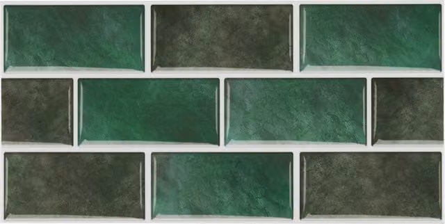 Livingandhome 20-Piece Vintage Green Self-Adhesive Gloss Wall Tile Stickers