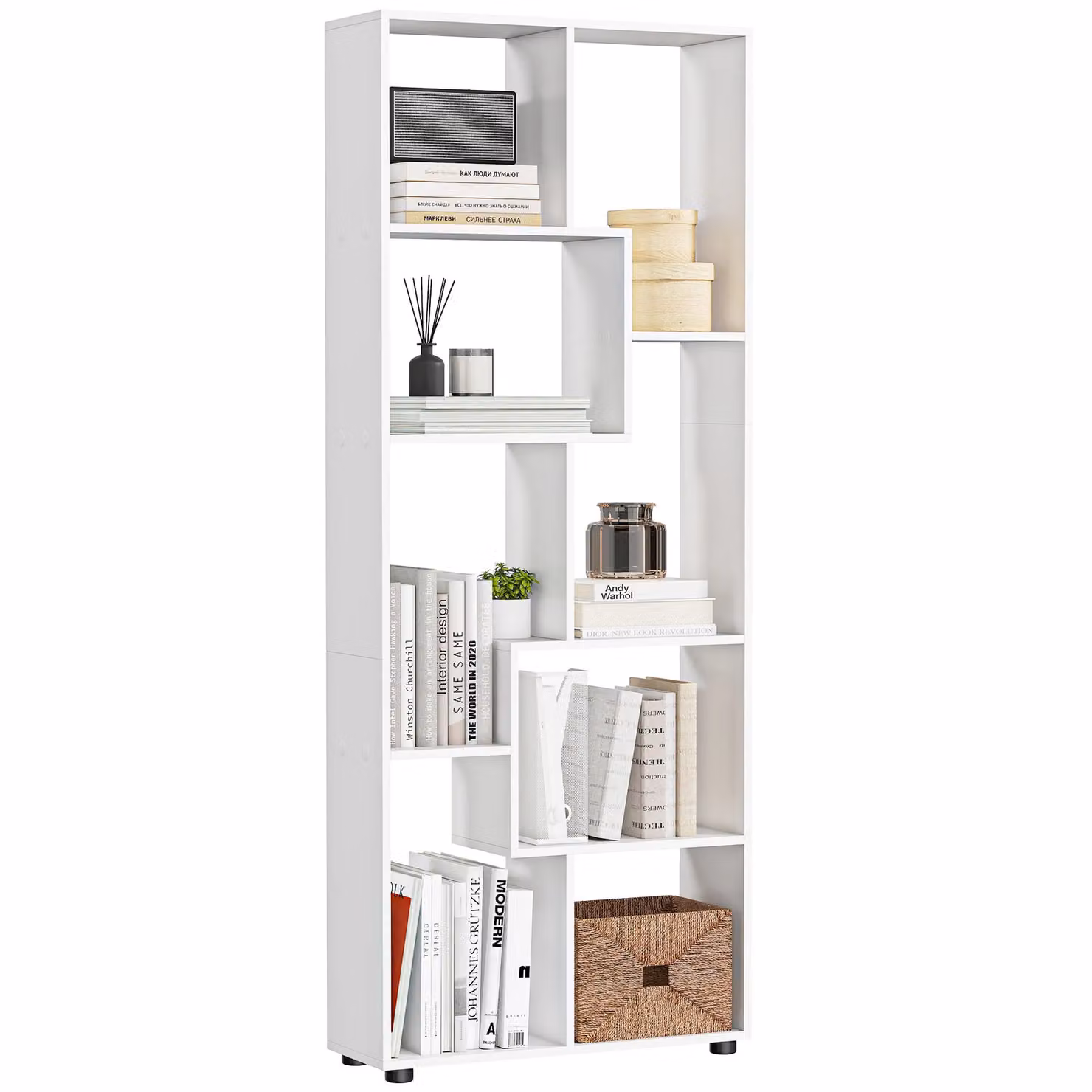 HOMCOM 7-Tier Freestanding Bookcase in White – 2